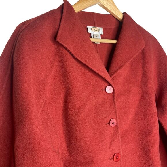 TALBOTS Jacket Coat Size 16 Petites 100% Wool Orange Button Front Blazer - Picture 6 of 11